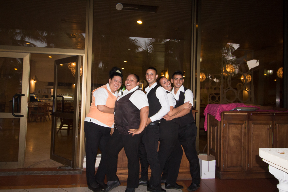 The amazing staff at the buffet on the Coral side.